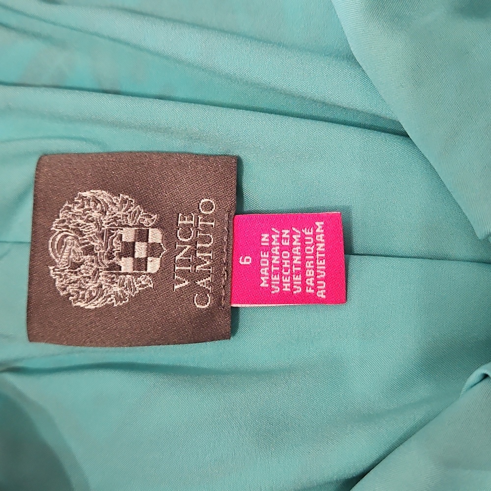 Vince Camuto Off The Shoulder 3/4 Bubble Sleeve Shift Dress:Aqua Tropical:Size-6 - Picture 6 of 8